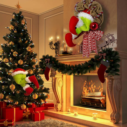 Grinch Wreath, Christmas Wreath Door Grinch Christmas Decoration, How the Grinch Stole the Burlap Christmas Wreath, Door Wreath Grinch Decoration (35 x 45 cm)