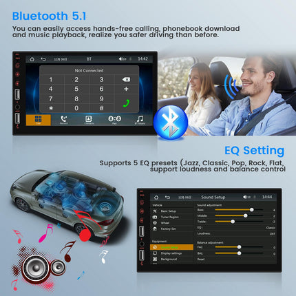 Hikity autoraadio 1 DIN juhtmevaba Carplay Android Auto ekraaniga 7-tolline puutetundlik ekraan autoraadio Bluetoothi ​​ja vabakäesüsteemiga, peegli lingiga, FM-raadio USB/AUX/SWC/mikrofoniga tahavaatekaamera