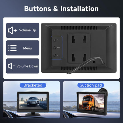 Hodozzy Car Rear View Camera with 5 Inch HD Monitor Kit with Waterproof Night Vision Reversing Camera Monitor, Reversing Camera Set with 10M Cable for Car, Truck, Motorhome, Trailer, 9V-36V
