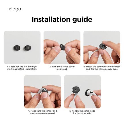 elago 2 Pairs of AirPods 4 Earbud Covers, Designed for AirPods 4, [Fit in Case] ​​Non-Slip Silicone Cover, Scratch-Resistant, Installation Guide (1 Pair of Each)