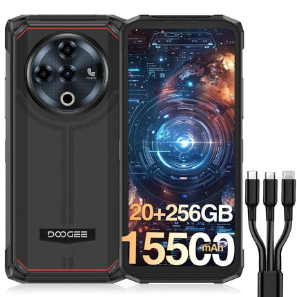 DOOGEE S Cyber ​​​​Õuetelefon ilma lepinguta Android 14-10800mAh, 20GB RAM+256GB ROM/TF 2TB õuetelefon, 6.58" FHD ehitusplatsi mobiiltelefon, 50MP kaamera, kaheksatuumaline vastupidav nutitelefon, IP68/NFC/Face ID/GPS