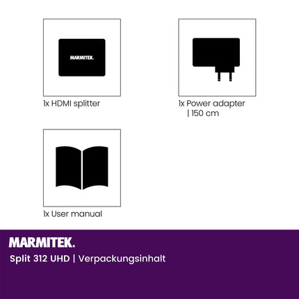 HDMI jaotur 4K60 - Marmitek Split 312 UHD - 1 sisend / 2 väljundit - Ultra HD - 4K60 - HDMI jaotur - 3840 x 2160 60Hz - HDCP 2.2 - EDID-lüliti - sisseehitatud võimendid