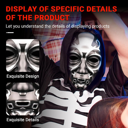 Goloxou Death Eater Mask Resin Skull Mask Horror Realistic Mask for Adults Halloween Carnival Cosplay