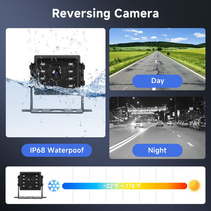 Hodozzy Car Rear View Camera with 5 Inch HD Monitor Kit with Waterproof Night Vision Reversing Camera Monitor, Reversing Camera Set with 10M Cable for Car, Truck, Motorhome, Trailer, 9V-36V