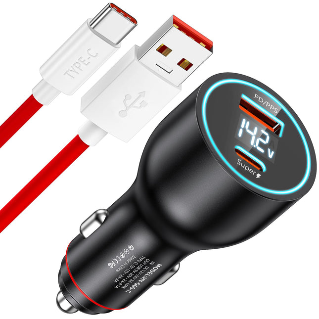 100W sigaretisüütaja USB-laadija OnePlus Supervooc Charge'ile, USB-C autolaadija kahe pordiga USB-C laadimiskaabel autolaadija OnePlus 13 12 10Pro Nord 2T Nord 4 CE 4 Lite OPPO Reno 11F jaoks