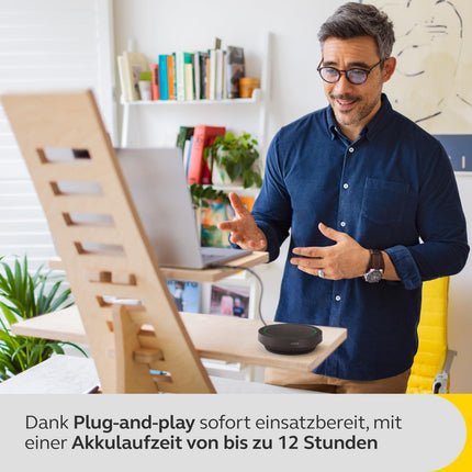 Jabra Speak2 55 Bluetooth hands-free solution, 4 noise-cancelling microphones, 50 mm wideband speaker, wideband audio, compact, portable - certified for MS Teams, dark grey
