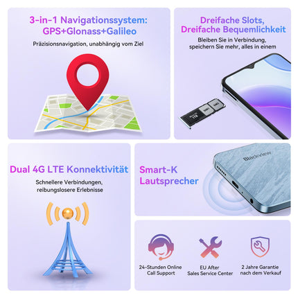 Blackview Wave 8C odav Android 14 mobiiltelefon ilma lepinguta, 6GB+64GB/2TB SD, Octa Core 6.56" HD+, 5000mAh aku, 13MP+8MP kaamera, 4G kahe SIM-kaardiga nutitelefon, lukustamata, 3.5mm pesa/GPS/2-aastane garantii
