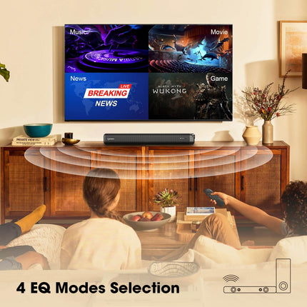 LEADSIGN Soundbar for TVs with Dolby Atmos, Wired Subwoofer, 3D Surround Sound System, 2.1CH Home Theater TV Speaker, 120W Sound Bar with 4 EQ Modes