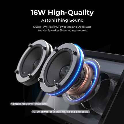 JAYINE Portable Bluetooth Speaker, 16W Minimalist Speakers, Bluetooth Wireless Loud Speakers, HD Powerful Sound and Wide Compatibility, V5.3 for Indoor and Outdoor, Black
