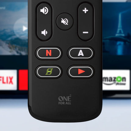 One For All Streamer kaugjuhtimispult multimeediaboksile - juhi kuni 3 seadet - (Roku, Apple TV jne), telereid ja heliribasid - must - URC7935