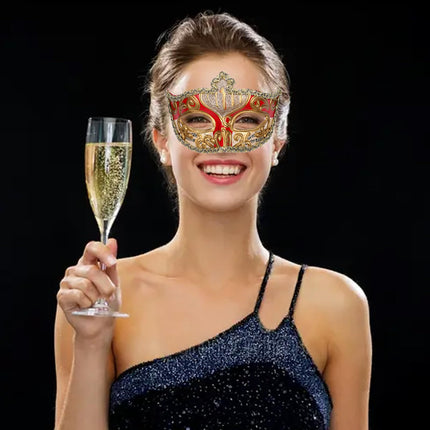 Oidea Vintage Veneetsia maskeraadimask meestele: Retro karnevali Mardi Gras mask Halloweeni muusikalise kostüümipeo Veneetsia maskeraadiballi mask, punane
