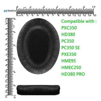 Geekria vahetuskõrvapadjad PXC350, HD380, PC350, PC350 SE, PXE350, HME95, HMEC250, HD380 PRO kõrvaklappidele (mustad)