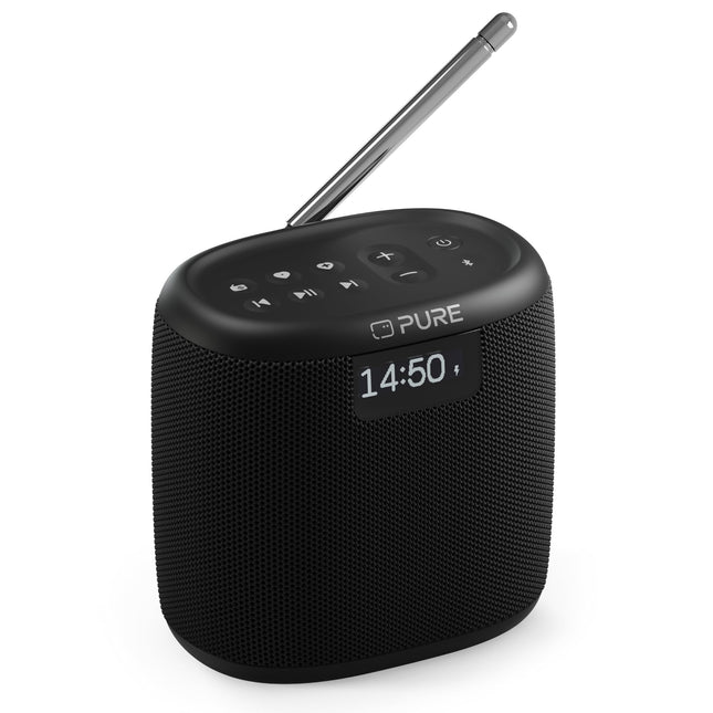 Pure Woodland Mini õuekõlar Bluetoothi ​​ja DAB+/FM-raadioga (veekindel IP67, vastupidav, kaasaskantav, 14-tunnise akuga, ideaalne aeda ja telkimiseks) must