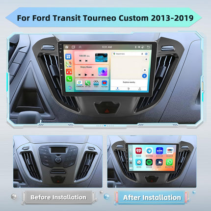 [8 südamikku 4G + 64G] Hikity autoraadio Android 13 Ford Transit Tourneo Custom 2013-2019 9-tollise puutetundliku ekraaniga raadio 1280 * 720 piksliga 32EQ FM RDS juhtmevaba Carplay Android Auto GPS navigatsioon tahavaatekaamera