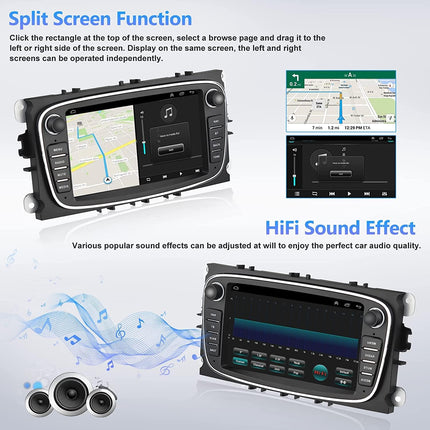 2+64G Android 13 autoraadio Ford Focus II Mondeo 9 S-Max C-Max Kuga 2008-2011 koos Carplay Android Auto, 7-tollise puutetundliku ekraaniga raadio Bluetooth FM/RDS/HiFi WiFi/GPS+AHD tahavaatekaamera ja mikrofoniga