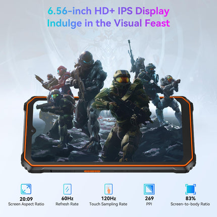 Blackview BV6200Pro Smartphone, Shatterproof, Android 13, 13000mAh Battery/18W, 12GB + 128GB ROM/TF-1TB, 13MP + 8MP Camera, 6.56 inch HD+ Smartphone, Shatterproof, Smart-K Box Speaker/Face