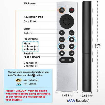 Apple TV kaugjuhtimispult, Apple TV 4K/HD kaugjuhtimispult (ilma Sirita)
