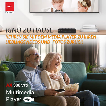 RED OPTICUM AX 300 VFD satelliitvastuvõtja PVR-iga | Digitaalne HD satelliitvastuvõtja tähtnumbrilise ekraaniga - DVB-S2 - HDMI - SCART - USB 2.0 - koaksiaalheli | 12V toiteallikas ideaalne telkimiseks