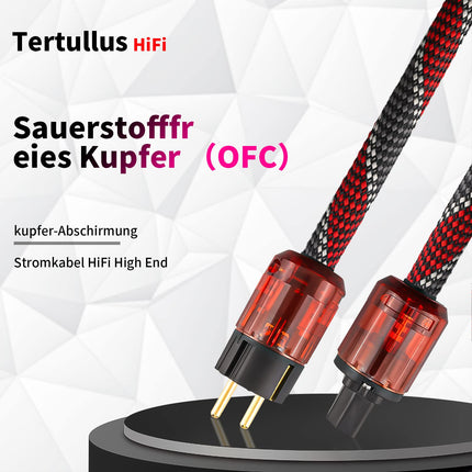Tertullus HiFi tipptasemel toitekaabel C15 toitekaabel HiFi audio IEC kaabel Schuko pistiku ja IEC pistikuga (P046, 2m)
