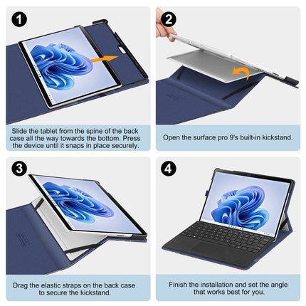 Fintie ümbris Microsoft Surface Pro 11/10 / 9 (2024-2022) 13-tollisele tahvelarvutile - mitme vaatenurgaga kunstnahast ümbris, kaitseümbris dokumendipesadega, pliiatsihoidja, ühildub tüübikaanega, õitsev hibisk