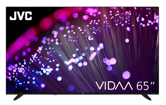 JVC QLED-teler 65-tolline nutiteler VIDAA LT-65VDQ3455 4K UHD teler, HDR-teler Dolby Visioniga ja integreeritud kolmekordse tuuneriga, LED-teler must