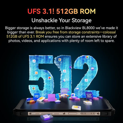 Blackview Outdoor Smartphone Dual 5G BL8000, Dimensity 7050 24GB+512GB, 50MP Camera, 6.78'' 2.4K Dual Screen, 8800mAh Battery, 33W Fast Charging, IP68 Waterproof Mobile Phone, NFC GPS OTG Gold