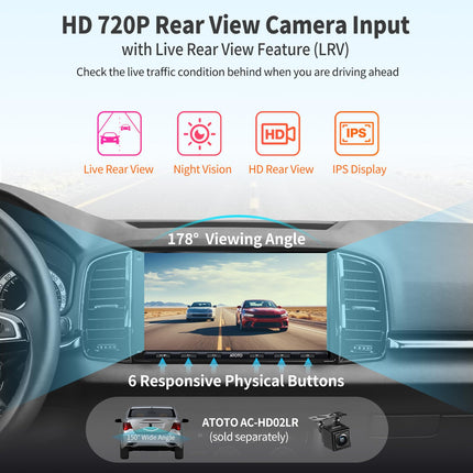[Uus] ATOTO A6PF 7-tolline Android autoraadio, topelt-DIN-raadio, juhtmevaba CarPlay, juhtmevaba Android Auto, DAB-raadio, Mirror Link, kahekordne Bluetooth, WiFi/BT/USB-ühendus, HD LRV, 2G+32G A6G2A7PF