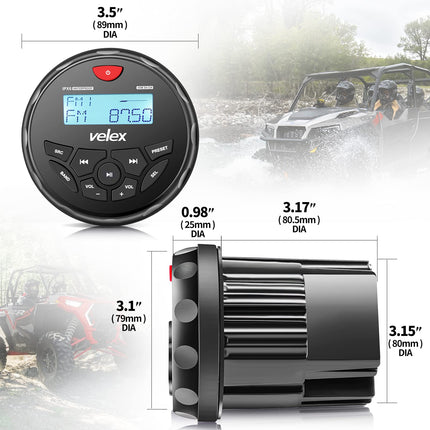 Waterproof Bluetooth Marine Stereo Receiver with MP3 Player for DAB+/AM/FM Radio and Streaming Music on Boats, Golf Carts and Spas (DAB+) Black