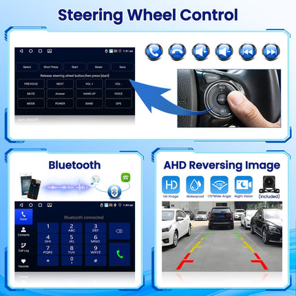 Hikity [4+64GB] Android 13 autoraadio CarPlay Android Auto juhtmevaba ekraan 9" autoraadio, Bluetooth, peegliühendus, tahavaatekaamera Nav GPS EQ DSP WiFi FM RDS SWC USB