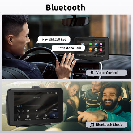 Wireless CarPlay Android Auto Mirror Link, 7 inch Touchscreen Monitor CarPlay Screen Digital Media Receiver Car Radio Receiver Wireless Car Stereo with Bluetooth Car Multimedia Player 9V-32V