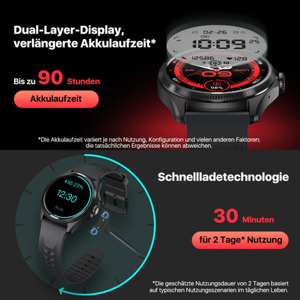Ticwatch Pro 5 Enduro nutikell meestele Android Wear OS nutikell 90h aku 110+ treeningrežiimi 7/24 pulss 5ATM GPS kompass Ei ühildu iPhone'iga