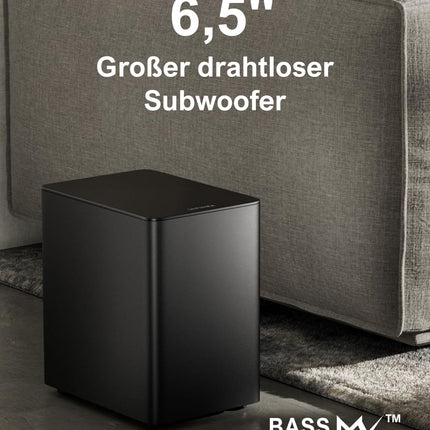 ULTIMEA 7.1 ruumilise heli süsteem telerile Dolby Atmose funktsiooniga, rakenduse juhtimine, 4 juhtmega ruumilise heli kõlarit, 460 W heliriba nutitelerile juhtmevaba subwooferiga, kodukino helisüsteem, Poseidon D80