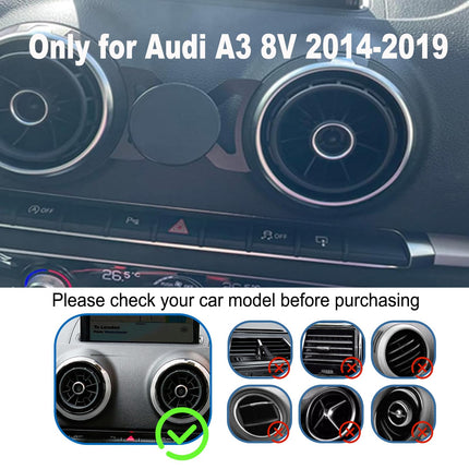MICMXMO magnetiline mobiiltelefonihoidik, mis ühildub Audi A3 8V S3 (2014-2019) mudeliga, autotarvikud, mobiiltelefonide autokinnitused auto ventilatsiooniavadele, sobiv telefonihoidik nutitelefoni GPS-ile, must