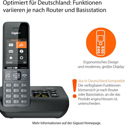 Gigaset Comfort 520A Duo - 2 juhtmeta DECT-telefoni automaatvastajaga - parim helikvaliteet valjuhääldiga - ärge segage - aadressiraamat 200 kontaktile, titaanmust [saksa versioon]