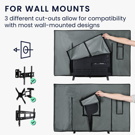 kwmobile 55" Outdoor TV Cover - TV Case Screen Protector - Weatherproof Protective Cover - Grey