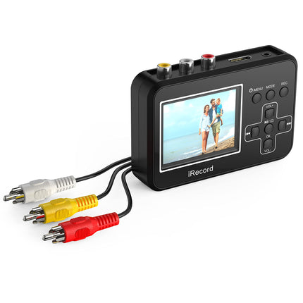 DIGITNOW! Video Grabber digitizes video tapes directly to memory card, video-to-digital converter for VCRs, VHS cassettes, Hi8, camcorders, DVDs, and VHS digitizers (black)