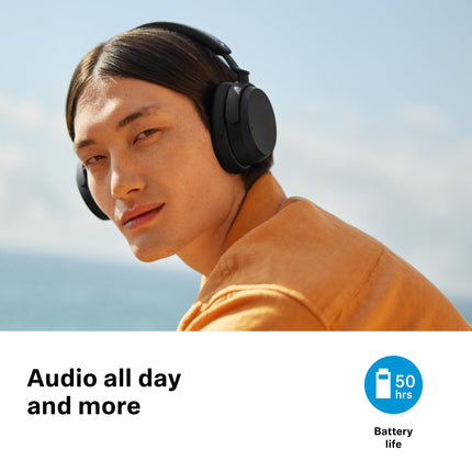 Sennheiser ACCENTUM juhtmevabad Bluetooth-kõrvaklapid – 50 tundi aku tööiga, kvaliteetne heli, hübriidne ANC-tehnoloogia terveks päevaks, mustad