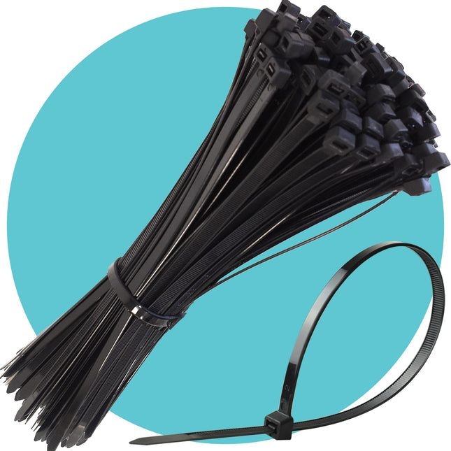 Triplast Essential Black Cable Ties – 100 x 30.5 cm Heavy Duty Cable Ties (300 mm x 4.8 mm) – Self-locking, non-slip and UV-resistant nylon plastic ties for cable management and