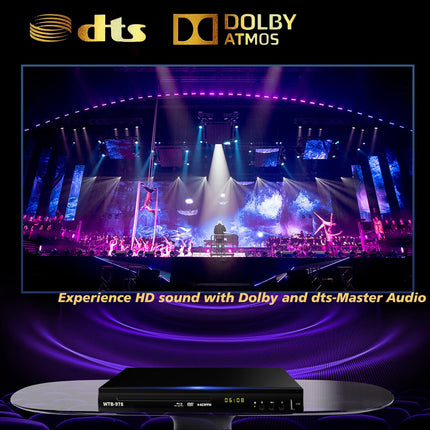 Blu-ray DVD-mängija, multimeediamängija filmide ja muusika jaoks, Dolby Audio, Full HD 1080P Blu-ray-plaadimängija HDMI-väljundi/AV-väljundi/koaksiaalväljundiga/Blu-ray-plaat piirkonnale B/2