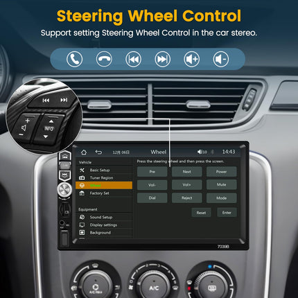 Hikity autoraadio 1 DIN juhtmevaba CarPlay ja Android Auto toega, 7-tolline autoraadio puutetundliku ekraaniga Bluetooth 5.1 autoraadio ekraaniga FM-raadio USB TF AUX