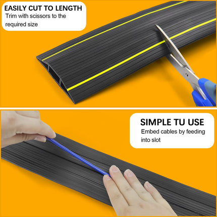 Floor cable bridge, 3M floor cable duct, flexible PVC floor cable protection, floor cable cover for office, workshop, warehouse, concert etc., cable protection and prevention of tripping hazards