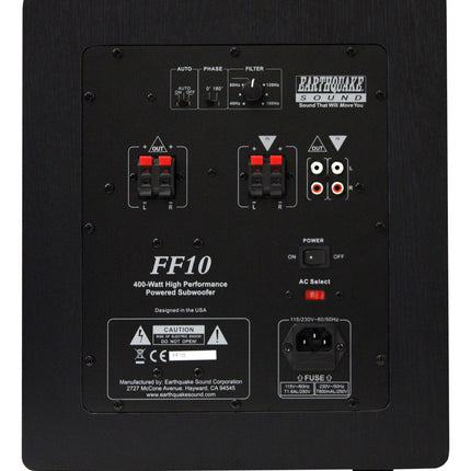 Earthquake Sound FF-10 ettepoole suunatud 10" 400W subwoofer, must