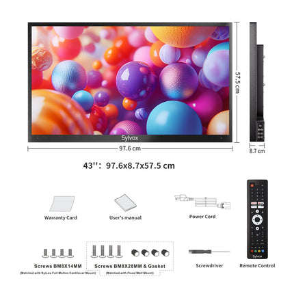SYLVOX 43-tolline õue nutiteler, 4K UHD 2000 nitti HDR10, Google TV, IP55 veekindel, HBBTV, Wi-Fi, DVB-T2/S2/C ja PAL, õueteler aeda, terrassile ja ettevõtetele (Pool Pro 2.0)