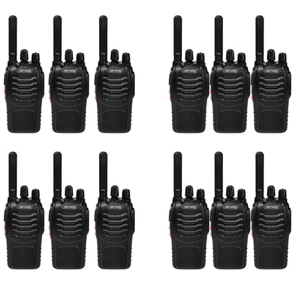 Walkie Talkie PMR446 License-Free Two-Way Radio, Pofung PT88E 16 Channels Professional Rechargeable Long-Range Walkie Talkies with USB Charging Station and Earpieces Black 12 Pack