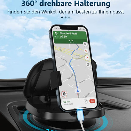 Autotelefoni hoidik, 360° pööratav autotelefoni hoidik, armatuurlauale kinnitatav autotelefoni hoidik liimiga alusega, autotelefoni hoidik iPhone 16/15/14/13/12 Pro Max/12/XS/8, Samsung Galaxy, nutitelefonidele
