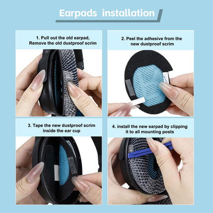 Jahutusgeel QuietComfort 35 / QC35 ii vahetuskõrvapadjad Bose kõrvaklappidele, ühilduvad Bose QC25 QC2 QC15 / Around-Ear 2 AE2i AE2w / SoundTrue ja SoundLink seeriaga, sinised ja mustad