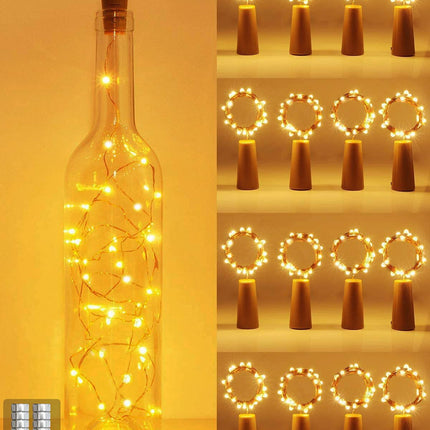 Kolpop 16 Pack Bottle Lights Battery Operated, Bottle Lights 2M 20LED Glass Cork Light String Lights for Bottles for Outdoor/Indoor Decoration for Party, Wedding, Christmas - Warm White