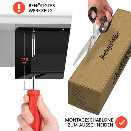 iVengo® XL kaablikanali laud TÜV-testitud [2x50cm] ideaalse kaablihalduslaua jaoks - avar kaabli marsruutimislaud [2 tk komplekt] - vastupidav ja nutikas kaablikanali laud - must