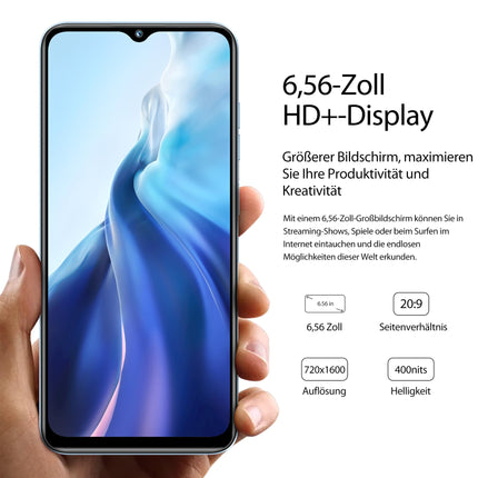 OUKITEL C36 (2024) mobiiltelefon ilma lepinguta, 12GB+128GB/1TB laiendatav, 5150mAh 6.56" HD+ ekraan 13 Android 14 odav nutitelefon 4G, kaheksatuumaline protsessor, 13MP panoraamkaamera, kaks SIM-kaarti 3 pesa, WiFi