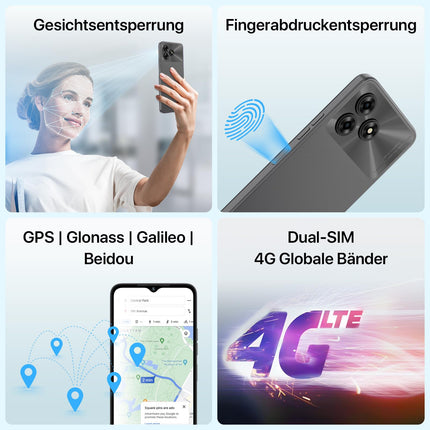 UMIDIGI mobiiltelefon ilma lepinguta, 16GB+128GB/1TB TF, 50MP+8MP, 6,6" HD+ ekraan, 5000mAh mobiiltelefonid, kaheksatuumaline 4G kahe SIM-kaardiga mobiiltelefon, G5 nutitelefon ilma lepinguta Android 13, sõrmejäljelugeja/näotuvastuse/OTG/GPS